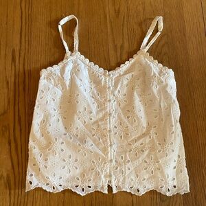 Abercrombie & Fitch White Eyelet Tank Top